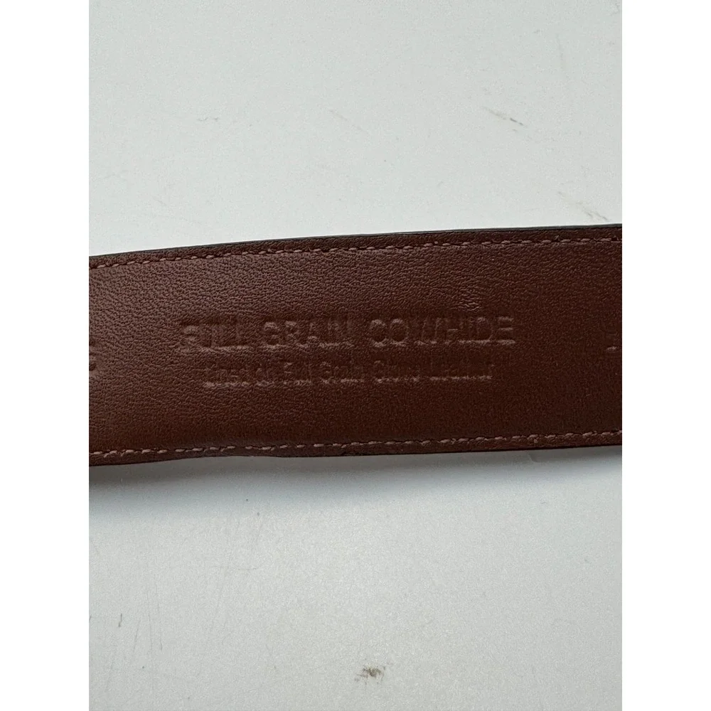 Roundtree & Yorke Mens Brown Full Grain Cowhide Leather Belt Gold Buckle Size 42